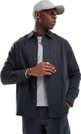 Only & Sons Camicia a maniche lunghe in flanella grigio antracite in coordinato-Nero