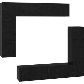 vidaXL Vidaxl - Conjunto De Mueble De Tv 8 Pcs Roble Negro 80 X 30 X 30 Cm