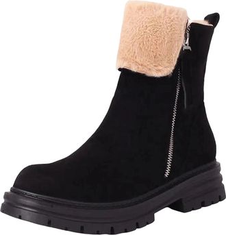 Generic Womens Ankle Snow Boots Casual Round Toe Medium Flat Heel Platform With Metal Decoration Slip On Footwear