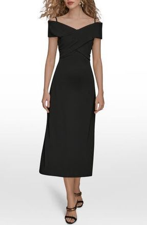 DKNY Off the Shoulder Midi Dress in Black at Nordstrom Rack, Size 14
