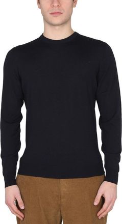 Drumohr Tailored Cross-Neck Wool Jersey With Ribbed Collar