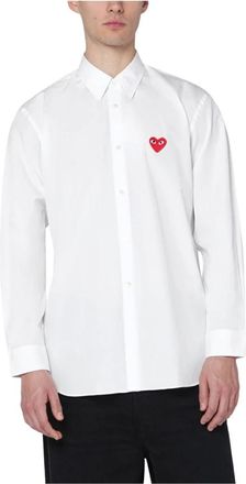 Comme Des Gar&ccedil;ons Overhemden, Heren, Wit, L, Katoen, Shirt Red Heart