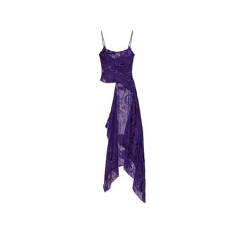 Dsquared2 Sleeveless Tops, female, Purple, Size: XS Transparent Dress With Decorative Pattern