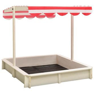 vidaXL Vidaxl - Arenero Con Tejado Ajustable Madera Abeto Blanco Y Rojo Uv50