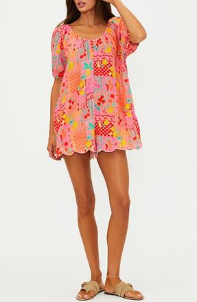 Beach Riot Ellery Printed Cotton Cover-Up Romper in Passion Fruit at Nordstrom, Size X-Large
