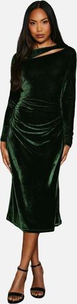Principles Womens Principles Womens/Ladies Velvet Asymmetric Cut Out Midaxi Dress - Green - Size: 12