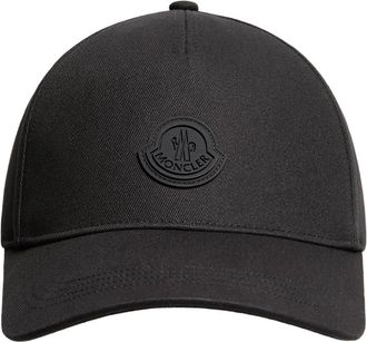 Moncler Moncler Silicone Logo Cotton Baseball Cap, Women, Black, Size: One Size