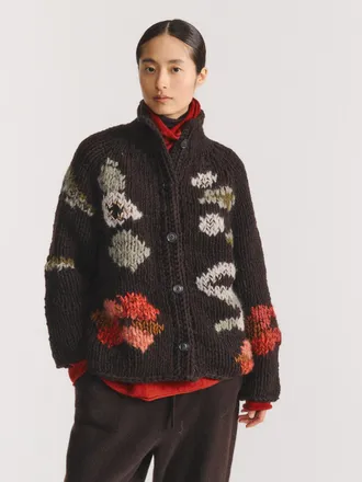 CASEY CASEY Womens Flora Cardigan Brown Sweater