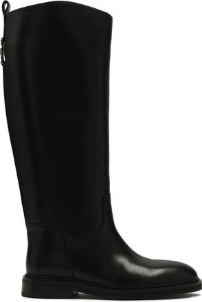 Kazar Zwarte laarzen met platte zool. Dit product valt groot uit. - Dames - Hoge Laarzen - Zwart - 36 EU - Leer - Schoenen