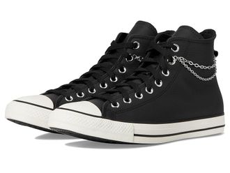 Converse Chuck Taylor All Star Chains Shoes Black/Silver/Egret : Mens 10 - Womens 12 Medium, Leather