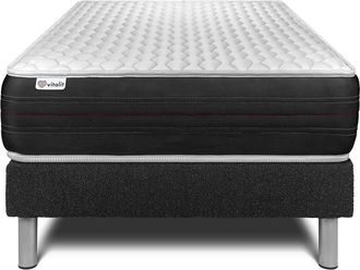 VITALIT Base Tapizada Negro + Colch&oacute;n Con Muelles Ensacados 90 X 190