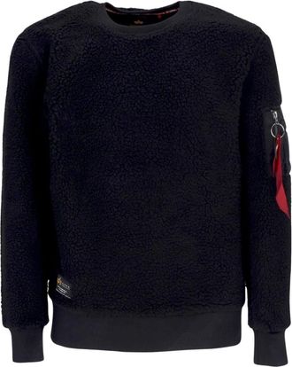 Alpha Industries Gezellige Teddy Crewneck Sweatshirt - Heren - Sweatshirts - Zwart - XL - Hoodies & sweatvesten