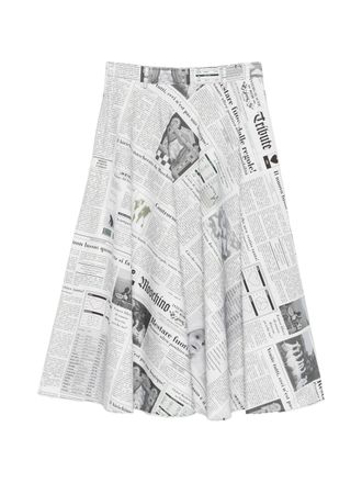 Moschino Midi Skirt with High Waist and Newspaper Print