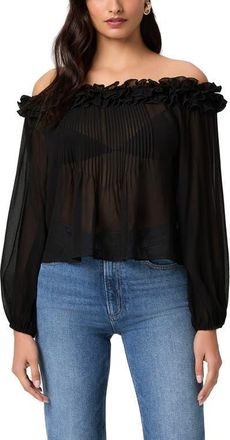 Paige Casey Off the Shoulder Silk Top in Black at Nordstrom, Size Xx-Small
