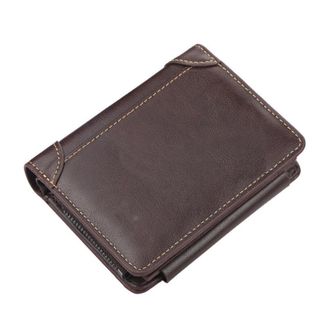 Generic Vintage PU Leather Men Wallet - Zipper Short Design Card Holder & Purse for Men(Coffee)