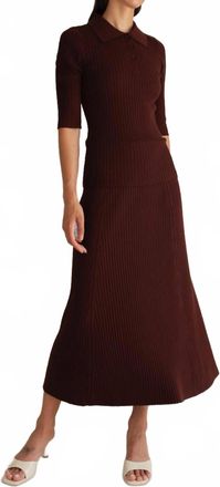 Paper Label Afiya Rib Midi Skirt In Truffle