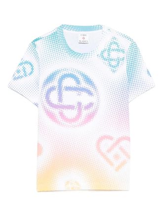 Casablanca Halftone-logo T-shirt - women - Organic Cotton - S - White