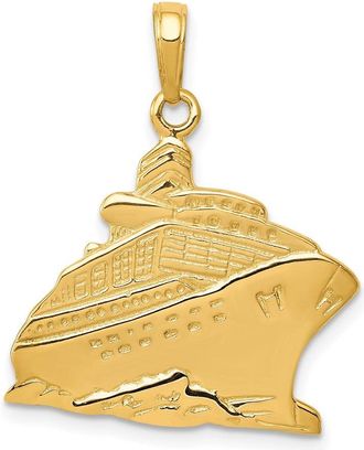 Diamond2Deal 14k Yellow Gold Cruise Ship Pendant