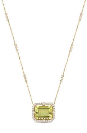 Bony Levy 18K Gold Iris Lemon Quartz & Diamond Pendant Necklace in 18K Yellow Gold at Nordstrom
