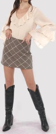 Sadie & Sage Gossip Girl Plaid Mini Skirt In Brown Multi