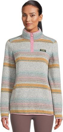 L.L.Bean Sweater Fleece Pullover Print Womens Clothing Pewter Stripe : LG, Fleece/Jersey/Polyester
