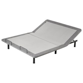 Beliani Beliani - Somier Articulado El&eacute;ctrico 160 X 200 Cm Mando A Distancia Incluido 4 Alturas De Patas Hierro Poli&eacute;ster Gris Brunoy
