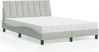 vidaXL Cama Con Colch&oacute;n Terciopelo Gris Claro 140x190 Cm Vidaxl