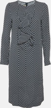 Marni Grey Printed Crepe Ruffled Short Dress