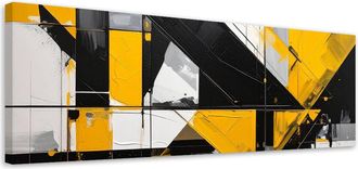 Feeby Cuadro Sobre Lienzo, Formas Geom&eacute;tricas Abstracci&oacute;n Amarillo, 120x40