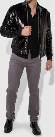 Monfrere Ryder Long Sleeve Bomber Jacket In Sequin Noir