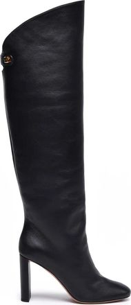 Maisons Skorpios Black Leather Rubber Womens High Boot