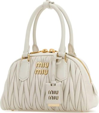 Miu Miu Womens Arcadie Top Handle Bag White Nappa Leather