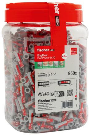 Fischer Tacos Duopower 6x30 Bigbox 950 Piezas Gris/rojo