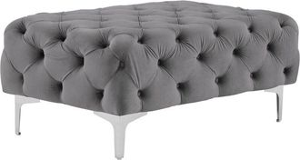 Vente-Unique Pouf Chesterfield in Velluto Antracite - EDWINA
