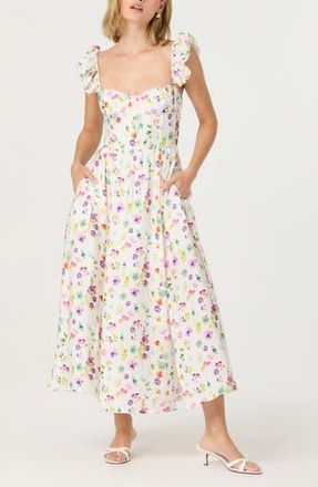 ASTR the Label Wedelia Floral Print A-Line Dress in Cream Purple Floral at Nordstrom Rack, Size Medium