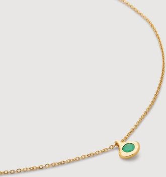 Monica Vinader Gold Siren Mini Gemstone Chain Necklace Emerald