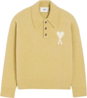 Ami Big Heart Logo Sweater Lime Green Off White UPL408-KN0135-3993