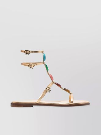 Gianvito Rossi gemstone detailed flat leather sandals