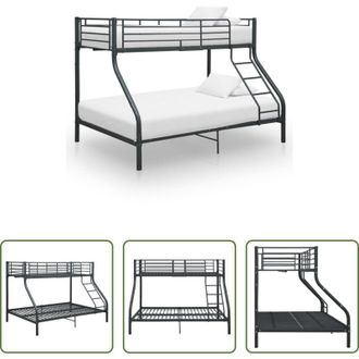 vidaXL vidaXL Letto per Bambini - Letto a Castello Nero in Metallo 140x200 cm/90x200 cm