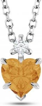 Allurez Heart Natural Citrine & Natural Diamond Pendant Necklace 14K White Gold (0.45ct)