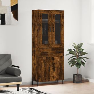vidaXL Vidaxl - Aparador Alto Madera Contrachapada Roble Ahumado 69,5x34x180 Cm