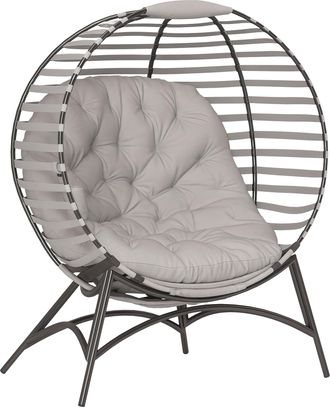 OUTSUNNY Egg Chair w/ Cushion Steel Frame and Side Pocket - Light Grey | TJ Hughes
