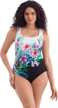 Longitude Panel Scoopneck Tank Long Torso One-Piece Swimsuit in Bora Bora at Nordstrom, Size 12