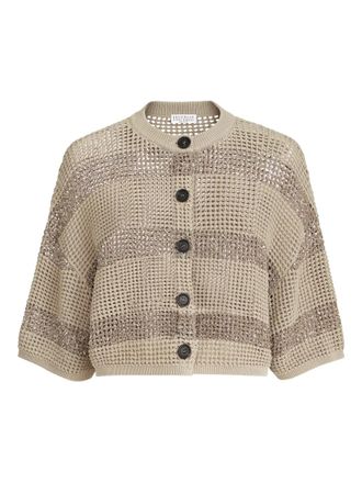 Brunello Cucinelli Gestreept cropped vest - Beige