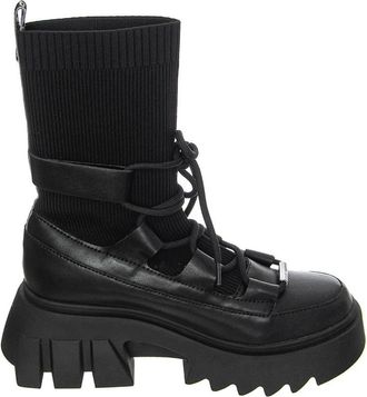 Steve Madden Lace-up Boots - Dames - Veterlaarzen - Zwart - 35 1/2 EU - Leer - Schoenen