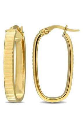 Delmar 10K Yellow Gold Ribbed Oval Hoop Earrings at Nordstrom Rack