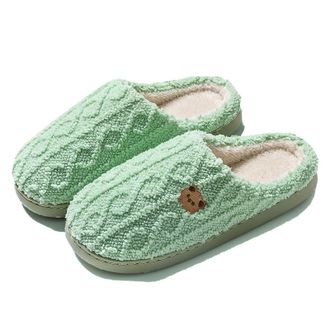 Generic Womens Slippers Fuzzy Moon Womens Comfy Warm Couple Slip On Heart Cozy Clogs For Winter Cute Moon Star For Her Cozy House Slippers(Light Green, 5)