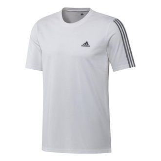 adidas Solid Color Stripe Logo Printing Short Sleeve White GK9431