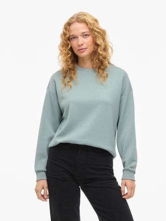 Vila Sweatshirt VILA VISANDY L/S SWEAT TOP - NOOS, Damen, Gr. XS, blau surf, Sweatware, Obermaterial: 50% Viskose, 44% Polyester, 6% Elasthan, unifarben, r