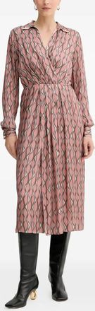 Fracomina Abito midi a fantasia con maniche lunghe - Rosa